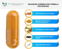 Turmeric Curcumin Supplement - 2250Mg/D - Veggie Caps - 95% Curcuminoids with Black Pepper Extract (Bioperine) - 750Mg Capsules - 100% Organic - Most Powerful Turmeric (180 Count) - Premium Supplements