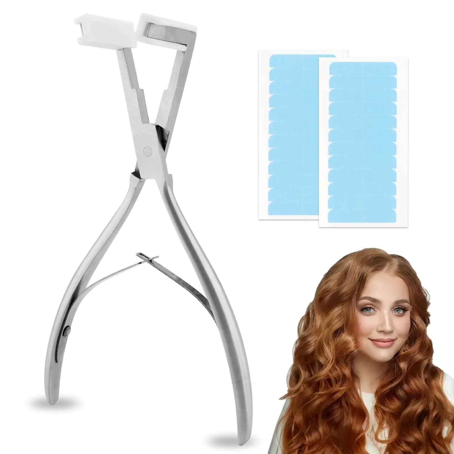 Tape in Hair Extension Pliers Hair Extension Tools Stainless Steel Flat Surface Sealing Hair Extension Plier Hair Extensions Styling Hair Pliers With 2 Hair Extension Tape - Premium Supplements