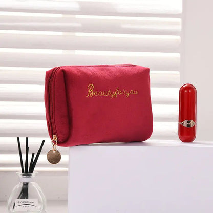 Velvet Cosmetic Bag for Makeup and Toiletries Storage - Premium Supplements