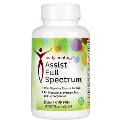 Body Ecology Assist Full Spectrum Enzymes | Plant Digestive Enzyme Supplement | Supports Healthy Digestion and Absorbs Nutrients | 90 Vegetarian Capsules - Premium Supplements