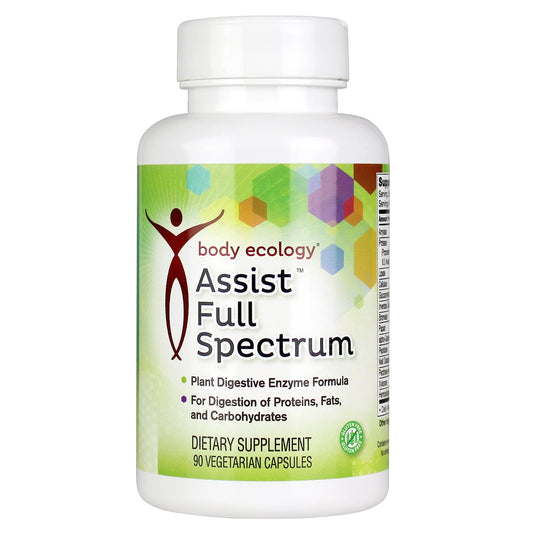 Body Ecology Assist Full Spectrum Enzymes | Plant Digestive Enzyme Supplement | Supports Healthy Digestion and Absorbs Nutrients | 90 Vegetarian Capsules - Premium Supplements