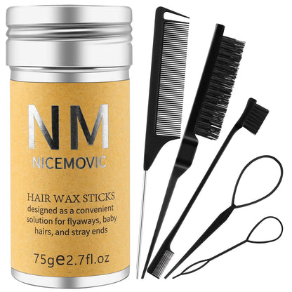 Hair Wax Stick Set for Flyaways Hair Accessories for Women Girl Teen Girls Trendy Stuff Hair Styling Tools Slick Stick Baby Hair Gel Christmas/Birthday Gifts Stocking Stuffers for Women Kids (Black) - Premium Supplements