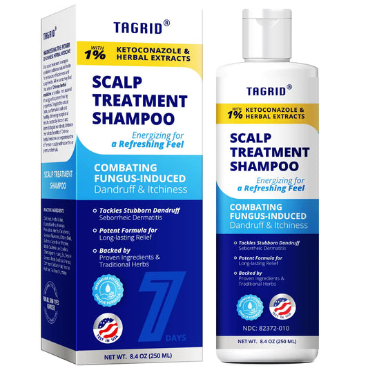 TAGRID Scalp Treatment Antifungal Shampoo - Most Potent Shampoo 1% Ketoconazole Formula Scalp Treatment - Itchy Scalp Relief Seborrheic Dermatitis Folliculitis Treatment Psoriasis Shampoo - 8.4oz - Premium Supplements