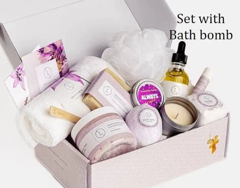Lizush All Natural Lavender Gift Box with Bath Bomb and Shower Steamer - bath & body products - Premium Supplements