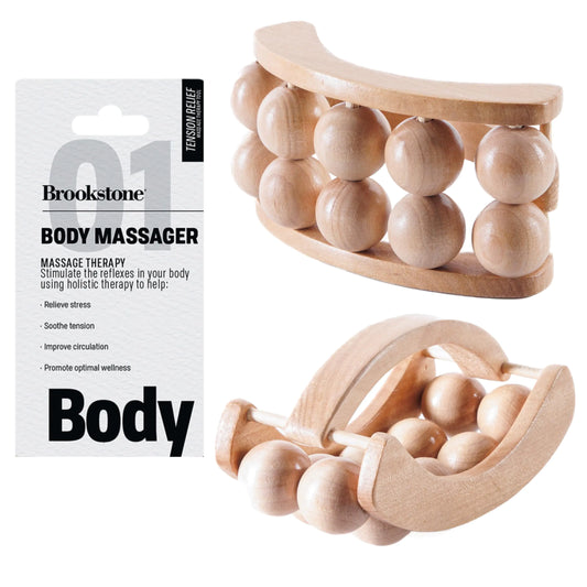 Brookstone Wood Massage Tools: Wooden Massage Roller for Stress Relief Premium Wooden Massage Tools Body Massager for Deep Tissue Therapy and Muscle Relaxation (Oak) - Premium Supplements