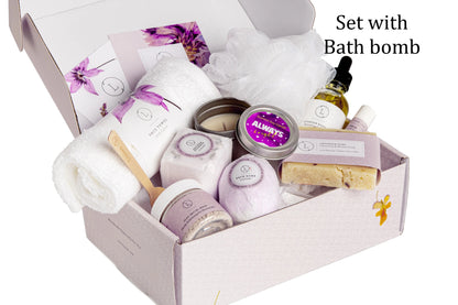 Lizush All Natural Lavender Gift Box with Bath Bomb and Shower Steamer - bath & body products - Premium Supplements