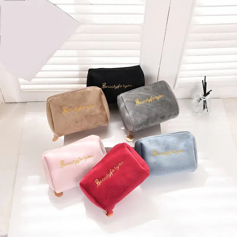 Velvet Cosmetic Bag for Makeup and Toiletries Storage - Premium Supplements