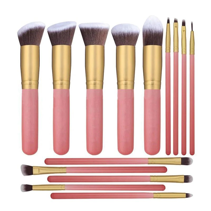 14pcs Wood Handle Makeup Brush Set - Premium Supplements