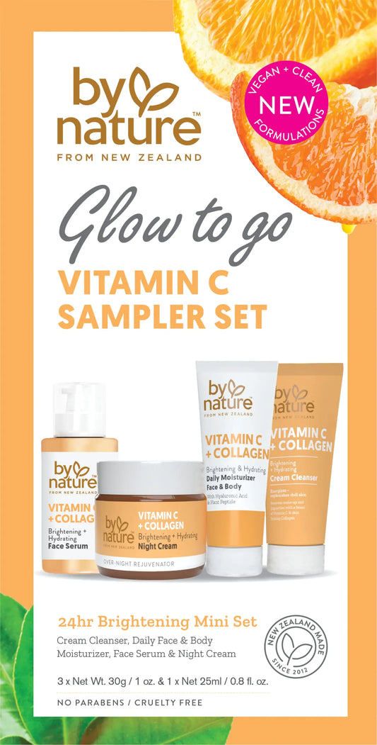 By Nature Glow To Go Vitamin C Sampler Skincare Set - Skin Care Set Travel Size Skincare Gift Set Skin Care Sets & Kits Skincare Kits Travel Skincare Skincare Sets Face Care Set for Women & Men - Premium Supplements