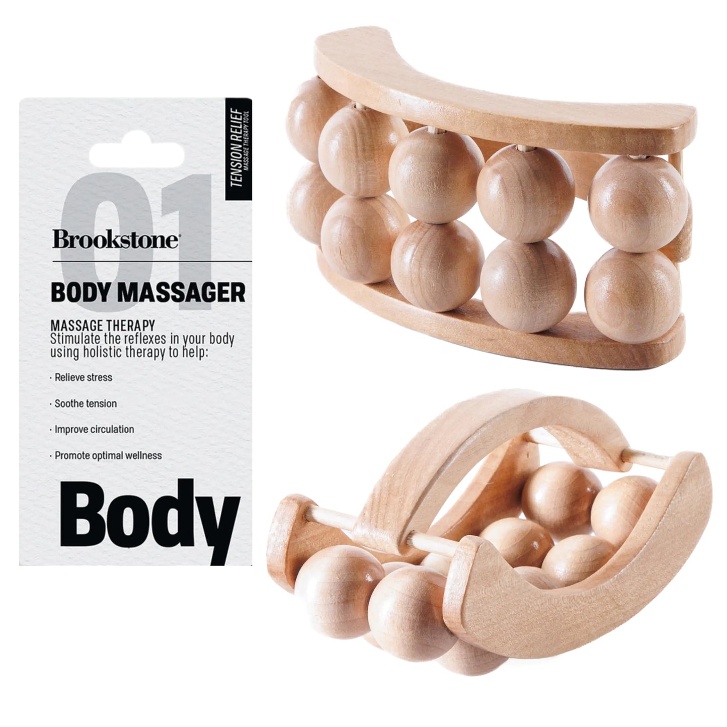 Brookstone Wood Massage Tools: Wooden Massage Roller for Stress Relief Premium Wooden Massage Tools Body Massager for Deep Tissue Therapy and Muscle Relaxation (Oak) - Premium Supplements