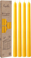 16" Beeswax Taper Candles - 16 Hour Burn Time - Yellow Beeswax Candles - 4 Pack - Premium Supplements
