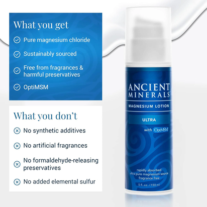 Magnesium Lotion with MSM, Muscle Pain Relief, Leg Cramps, Restless Sleep, 5 Fl. Oz. - Premium Supplements