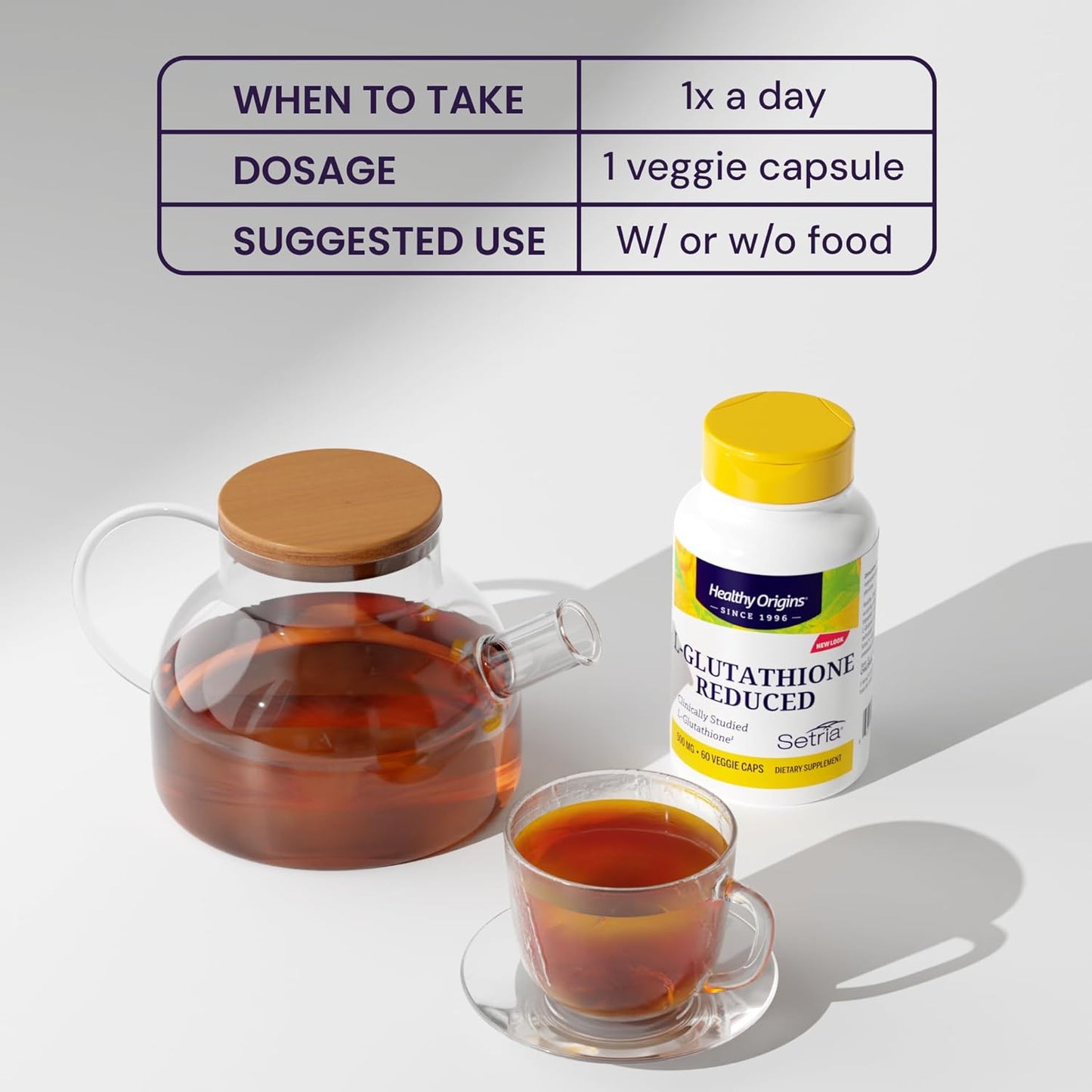 L - Glutathione (Setria) Reduced, 500 Mg - Immune Support Supplement - Collagen & Antioxidant Support - Gluten - Free Supplement - 150 Veggie Capsules - Premium Supplements