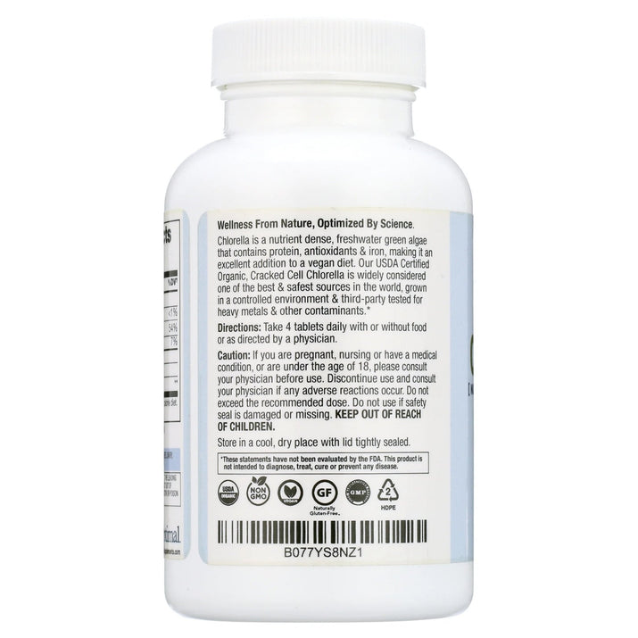 Organic Chlorella Tablets, Non - Gmo, No Additives or Fillers, 120 Count - Premium Supplements