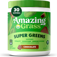 Greens Superfood Powder: Greens Powder with Digestive Enzymes & Probiotics, Organic Spirulina, Chlorella, and Beet Root Powder, Chocolate, 30 Servings - Premium Supplements