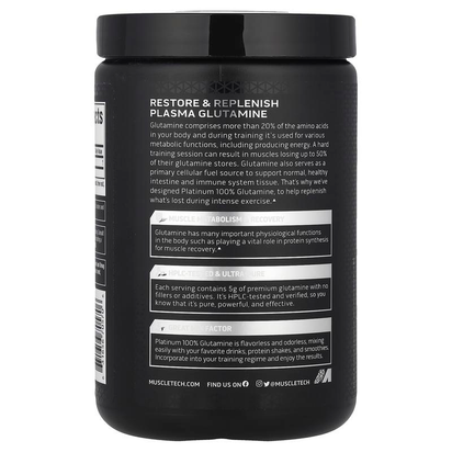 Platinum 100% Glutamine, Unflavored, 10.58 Oz (300 G) - Premium Supplements