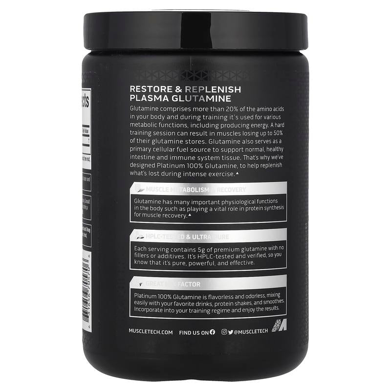 Platinum 100% Glutamine, Unflavored, 10.58 Oz (300 G) - Premium Supplements