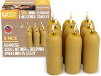 12 - Hour Natural Beeswax Long - Burning Candles for Candle Lanterns and Emergency Preparedness, Made in USA - Premium Supplements
