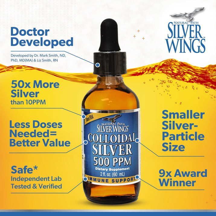 Colloidal Silver - Extra Strength Liquid Immune Support Supplement - 500Ppm (2500Mcg) - 2Oz Spray - Premium Supplements