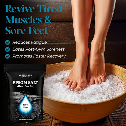 Epsom Salt with Dead Sea Salt for Soaking - Bulk 5 Lb - 100% Pure Bath Salt, Foot & Muscle Soak - Premium Supplements