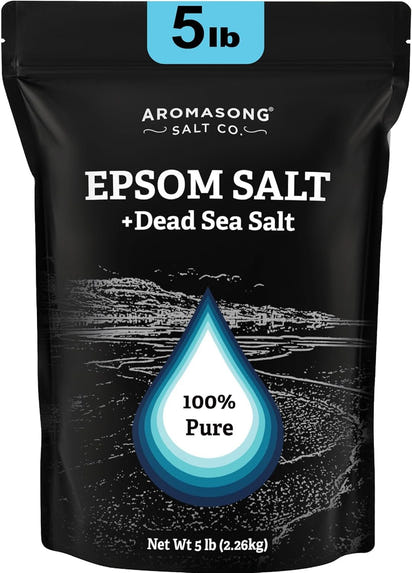 Epsom Salt with Dead Sea Salt for Soaking - Bulk 5 Lb - 100% Pure Bath Salt, Foot & Muscle Soak - Premium Supplements