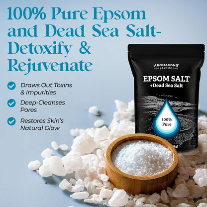 Epsom Salt with Dead Sea Salt for Soaking - Bulk 5 Lb - 100% Pure Bath Salt, Foot & Muscle Soak - Premium Supplements