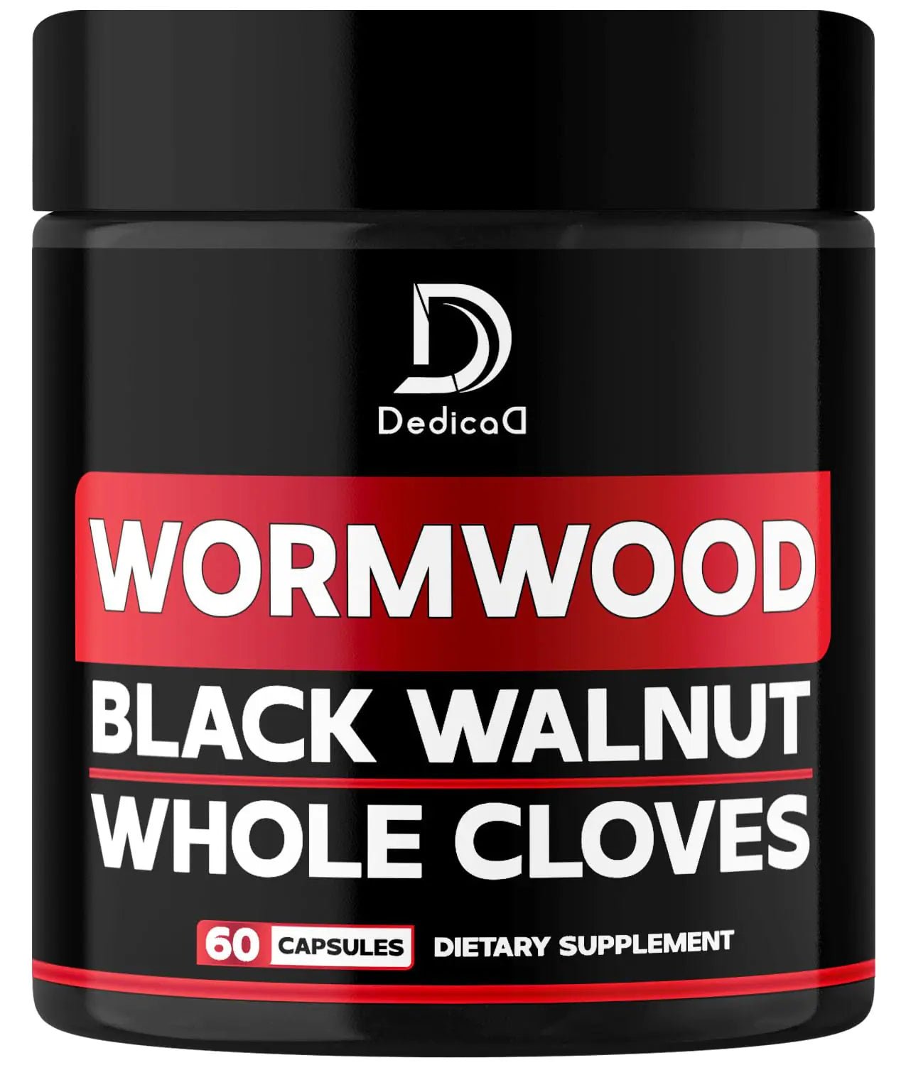 DEDICAD 1500mg Wormwood Capsules with Black Walnut & Cloves - Artemisia Annua Supplement for Immunity Digestive System & Body Management - 60 Vegan Capsules - Premium Supplements
