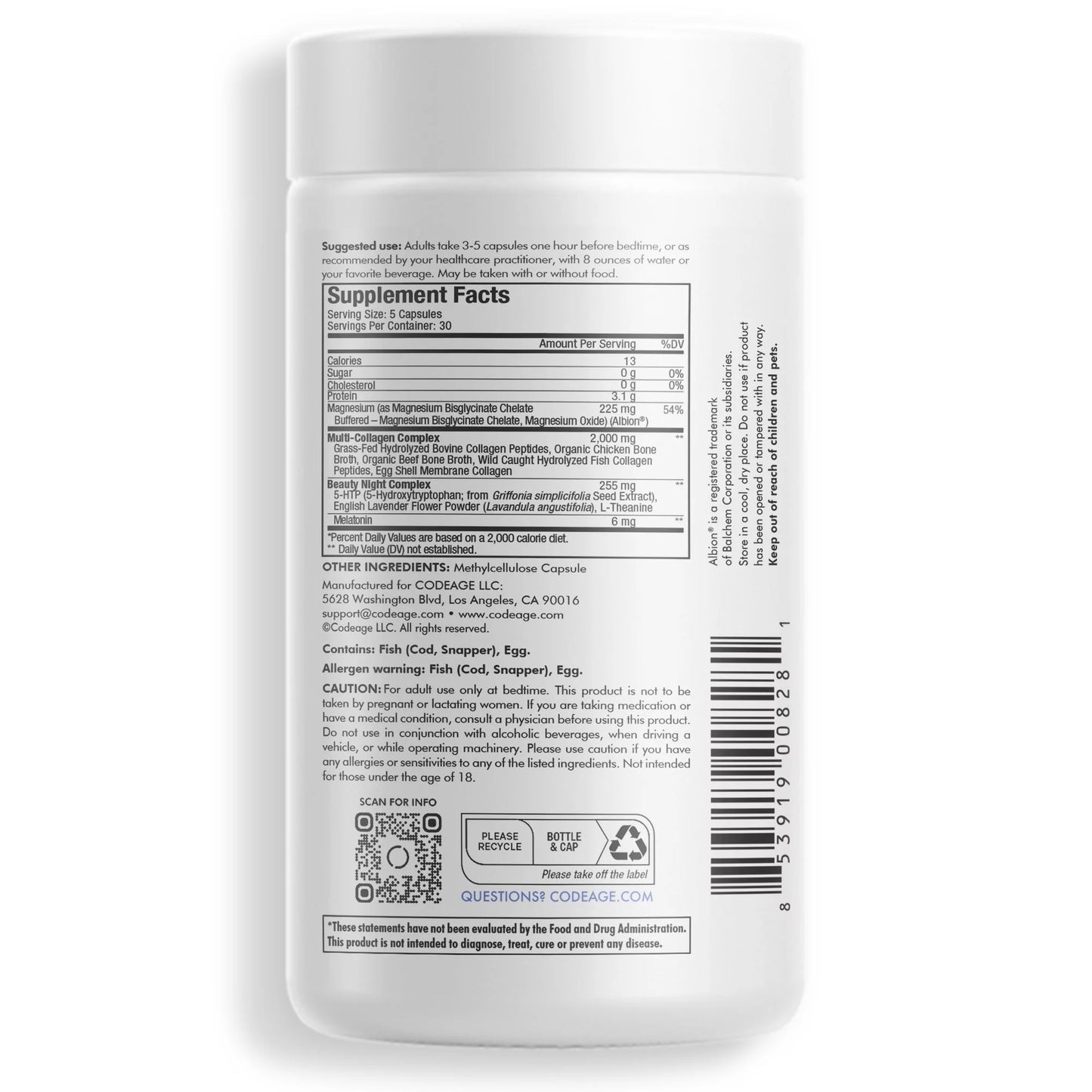 Multi Collagen Beauty Night, Magnesium, 5-HTP, Lavender, Melatonin, 5 Types Collagen + Sleep, 150 Ct