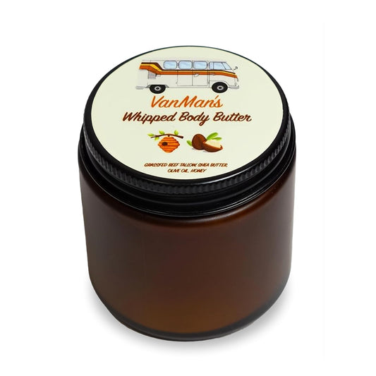 Vanman'S - Whipped Tallow - Body Butter with No Essential Oils - Body Moisturizer with Grass - Fed/Finished Beef Tallow for Skin - Organic Shea Butter, Cold Pressed Olive Oil and Raw Honey - 2.9 Oz - Premium Supplements