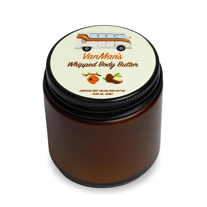 Vanman'S - Whipped Tallow - Body Butter with No Essential Oils - Body Moisturizer with Grass - Fed/Finished Beef Tallow for Skin - Organic Shea Butter, Cold Pressed Olive Oil and Raw Honey - 2.9 Oz - Premium Supplements