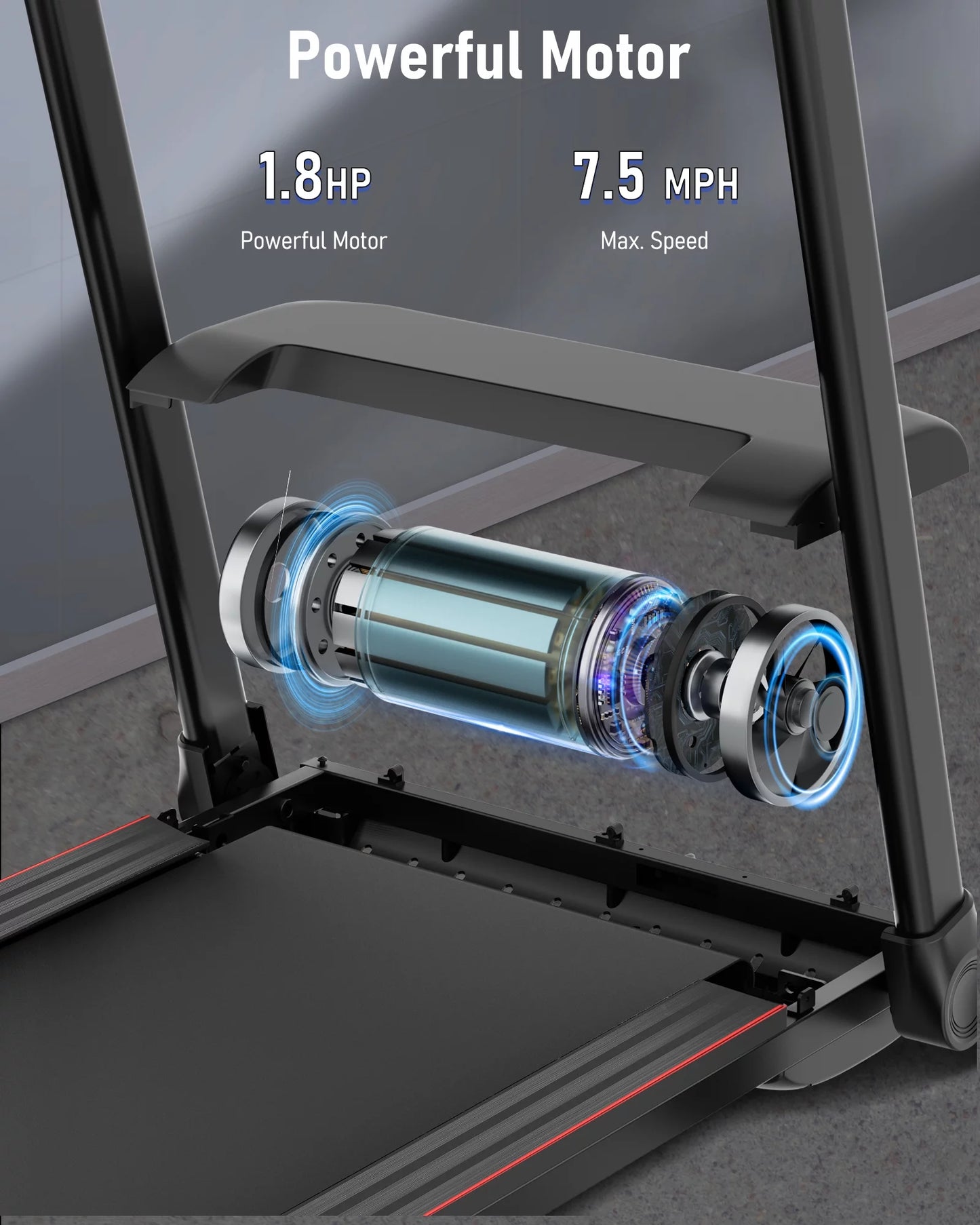 Treadmill Folding Electric Treadmill Bluetooth Voice Control Exercise Treadmill for Home Office Speed Range of 0.5 to 7.5 Mph - Premium Supplements