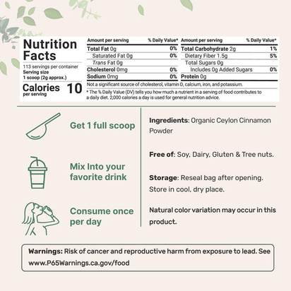 Organic Ceylon Cinnamon Powder - Premium Supplements