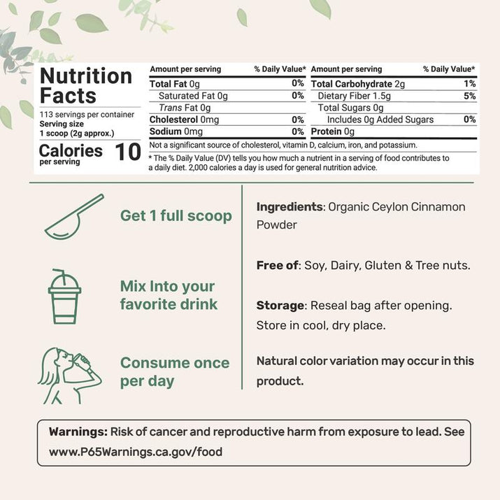 Organic Ceylon Cinnamon Powder - Premium Supplements