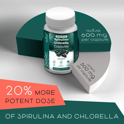 Organic Spirulina and Chlorella Capsules ?Organic Chlorophyll & Blue Green Algae to Support Powerful Detox, Energy & a Healthy Immune System? 3X More Chlorella Spirulina Powder / Serving ? 90 Pills - Premium Supplements