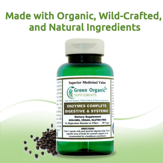 Green Organic Supplements Enzymes Complete, Digestive & Systemic - Premium Supplements