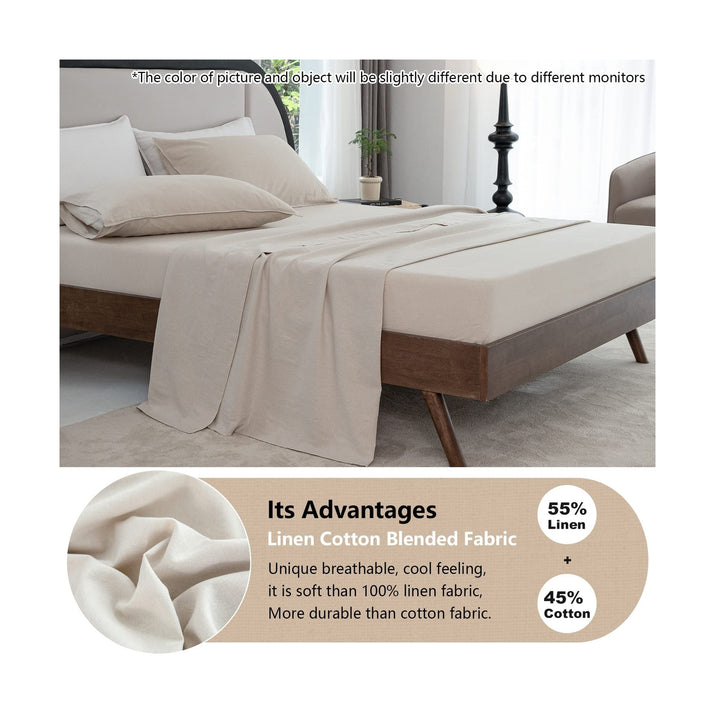 Linen Sheets California King Linen Bed Sheet, 4 Piece Linen Cotton Sheets Cal... - Premium Supplements