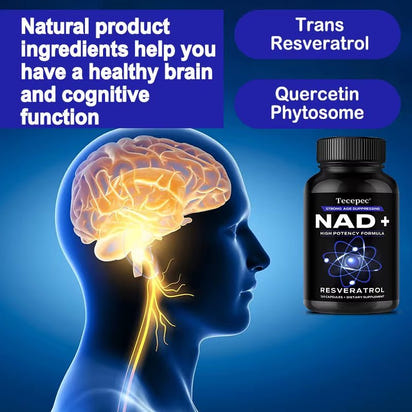 NAD+ Supplements, Supplements with Quercetin + Resveratrol - Supports Cell Health, Muscle, Brain, Vision and Heart Health - Premium Supplements