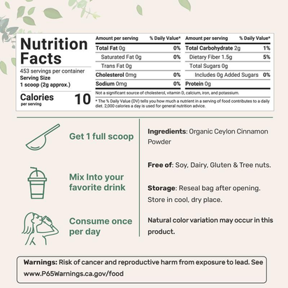 Organic Ceylon Cinnamon Powder - Premium Supplements