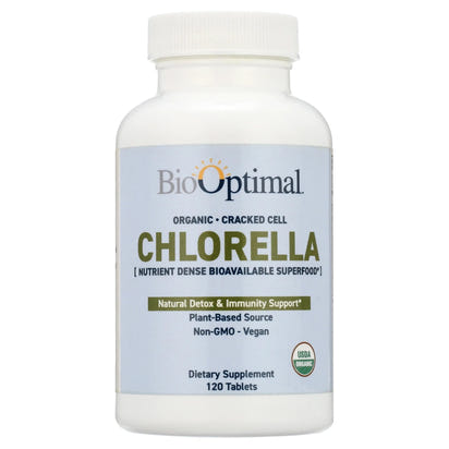 Organic Chlorella Tablets, Non - Gmo, No Additives or Fillers, 120 Count - Premium Supplements