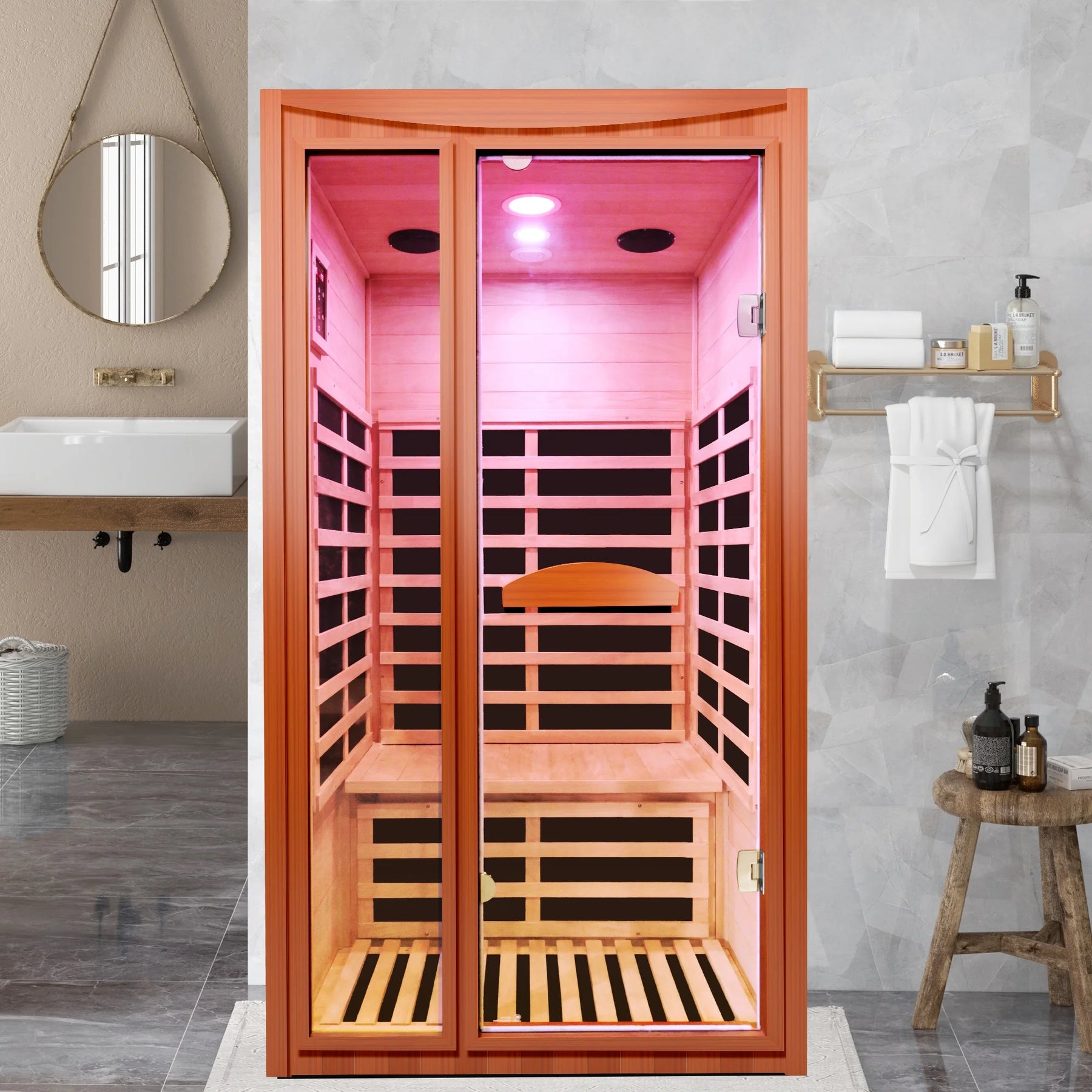 Genreen 2 - Person Steam Sauna, Traditional Sauna for Home, Home Spa Sauna, Indoor Sauna - Premium Supplements