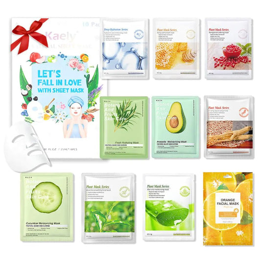 Kaely 10 Pack Variety Sheet MasksSpa Party Face Masks for Kids Skin CareFacial Mask Skincare Set KoreanMoisturizeBrightenNourish for All Skin TypesBirthday Gifts for Women Men GirlsSet01 - Premium Supplements