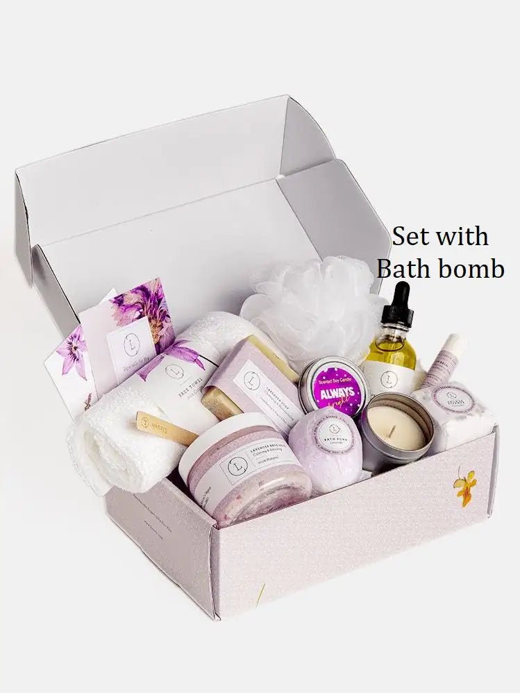 Lizush All Natural Lavender Gift Box with Bath Bomb and Shower Steamer - bath & body products - Premium Supplements