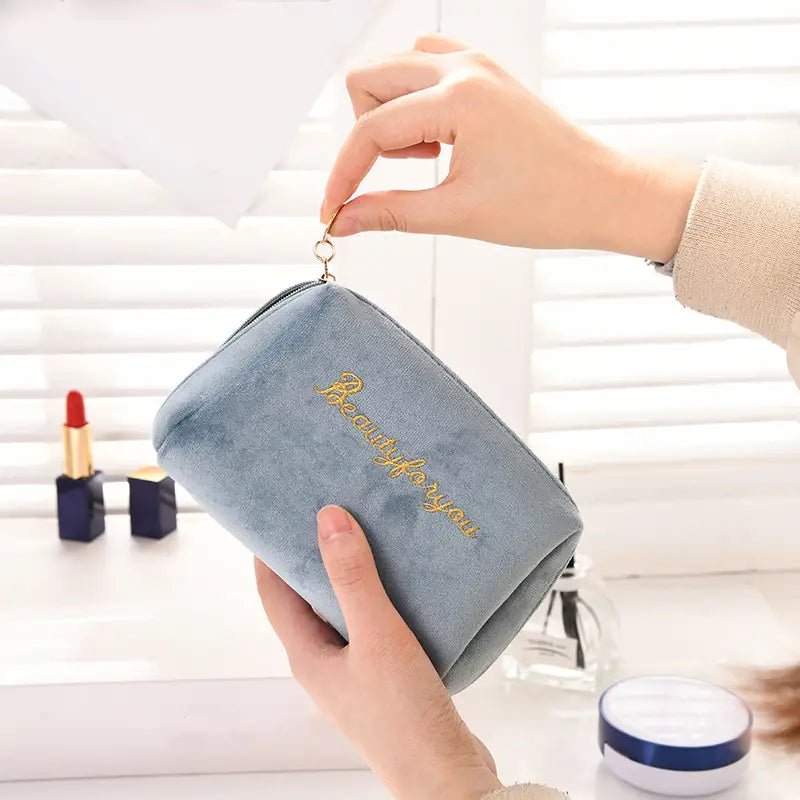Velvet Cosmetic Bag for Makeup and Toiletries Storage - Premium Supplements
