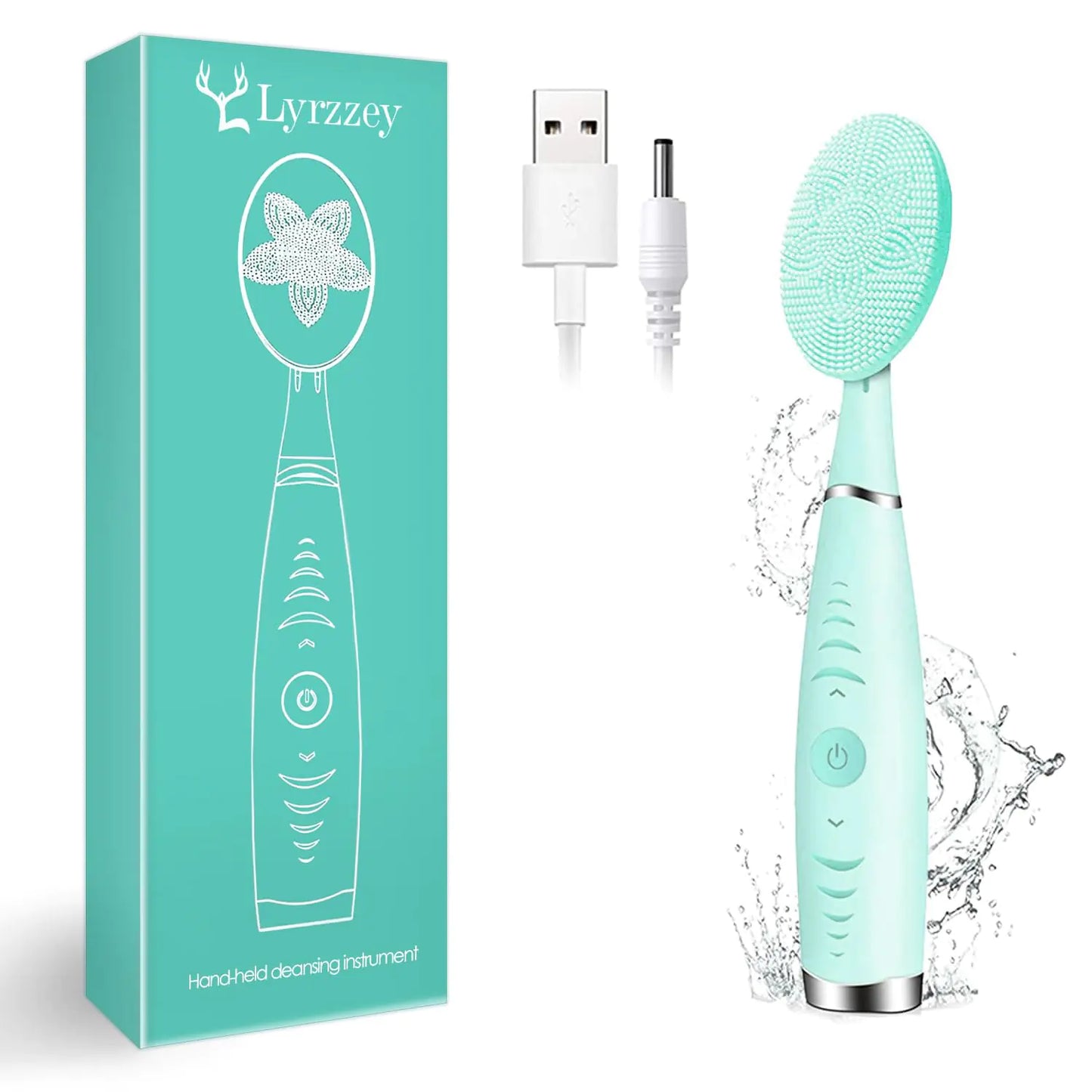 Sonic Facial Cleansing Brush Lyrzzey Portable Handled Face Cleansing Brush with 5 Adjustable Speeds Vibrating Rechargeable Face Cleansing Brush for Deep Cleaning Gentle Exfoliating Massaging(Blue) - Premium Supplements
